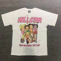 Camisetas para hombres Mujeres Mujeres Hellstar Camisetas Cartoon Beauty Print Top Tope Casual Fashion Pink Hellstar T Shirt 230817