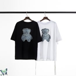 Camisetas para hombres Hombres Mujeres de alta calidad suelta Welldone Doubleside Bear Print T Shirt Moda Casual Allmatch