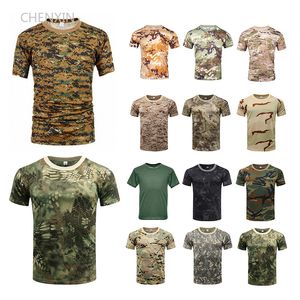 Herren-T-Shirts, schnell trocknend, militärisch, taktische T-Shirts, Tarnung, Armee-Angeln, kurze Jagd, Wandern, Camo-T-Shirts, Kleidung 23412