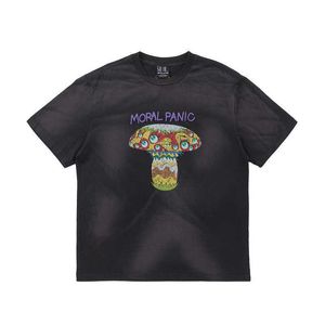 T-shirts pour hommes Hommes Saint Michael Cho Artiste Murakami Takashi Collaborant Mushroom Eye Print VTG Usé Lavé À Manches Courtes Mâle