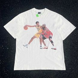 T-shirts pour hommes Hommes Saint Michael Cho Star Kobes en détresse à manches courtes Vintage Trendy American Washed Tshirt