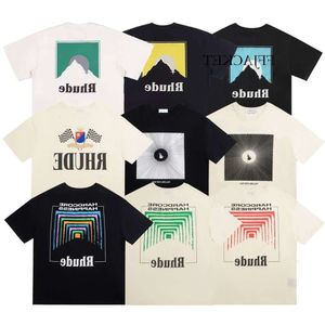 T-shirts pour hommes Rh Designers Hommes Rhude Broderie T-shirts pour l'été Tops Lettre Polos Chemise Femmes T-shirts Vêtements À Manches Courtes Grand Plus