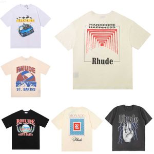 Rhude – t-shirt manches courtes pour hommes et femmes, décontracté, haut imprimé monogramme, mode Skateboard, tendance, été