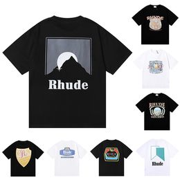 T-shirts pour hommes Rhudes Summer Mens T-shirt Designer T-shirt de luxe Street Skateboard Ins Chemises de printemps Hommes Femmes Vêtements décontractés Taille SXL