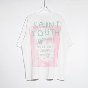 Heren T-shirts Saint Michael Zomer mannen vrouw Tee Distress High Street Casual Katoen Korte Mouw T-shirt 1 Kwaliteit 230907