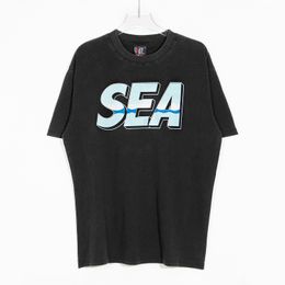 Tshirts pour hommes Saint Michael x Sea SS hommes femmes T-shirt lavé détresse vintage Hip Hop High Street décontractée surdimension