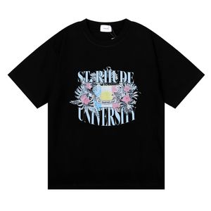 T-shirts pour hommes chemise Rhude hommes t-shirts concepteur nouvelle beauté marée drapeau imprimé fleuri haute rue lâche à manches courtes t-shirt