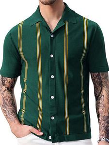 T-shirts pour hommes pull en tricot rayé à manches courtes polo d'affaires avec col tailleur 230711
