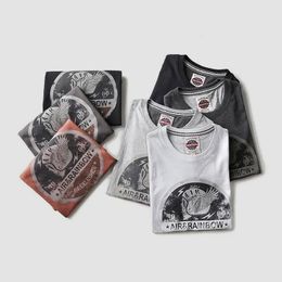 T-shirts pour hommes Summer American Retro Style de guerre à manches courtes Oneck Pilot imprimé Tshirt Mode Jeunesse 100 coton lavé vieux hauts décontractés 230419