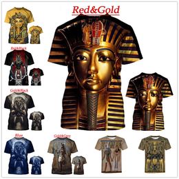 T-shirts pour hommes Été Creative Casual T-shirts Impression 3D Style rétro Pharaon égyptien T-shirt à manches courtes Col rond Top Drop 230221
