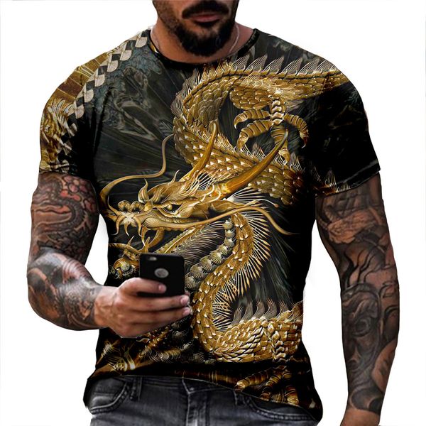 T-shirts pour hommes été Hipster hommes t-shirt tatouage Dragon 3D imprimé Harajuku à manches courtes t-shirts unisexe décontracté hauts 230209