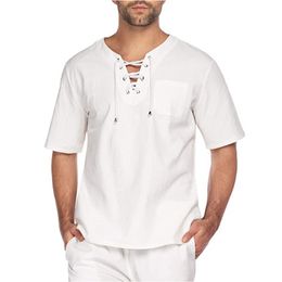 T-shirts pour hommes T-shirts d'été à manches courtes en coton et lin LED chemise décontractée mâle respirant S3XL 230110