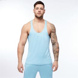 Heren t -shirts zomer solid color heren vest slanke ishaped gym fitness oefening sportkleding polyester quickdrying mesh casual top 230227