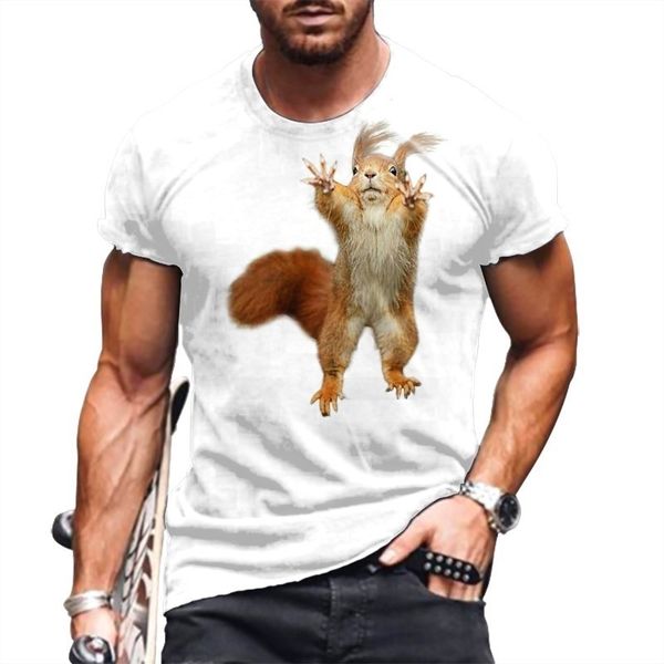 T-shirts pour hommes Summer Squirrel Imprimer Tshirt Col rond Lâche Manches courtes Top Wildlife Large Street Casual Fashion Dress Pull 230802