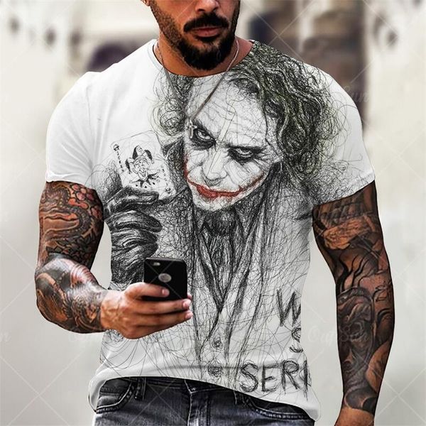 T-shirts pour hommes Summer Street 3D Tshirt Imprimé Top Fashion Manches courtes Evil Mask Large Joker Pattern 230627