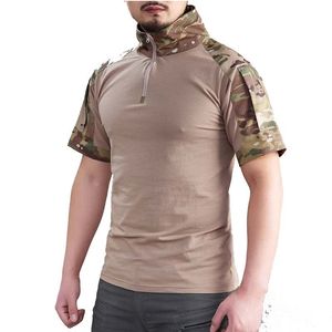 Heren t -shirts tactische t -shirts heren Outdoor militaire tee Quick droge shirt met korte mouwen HIKING HIKING HUNTING LEGER GEVOEGEN