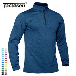 T-shirts pour hommes TACVASEN SpringFall Thermal Sports Sweater Hommes 14 Zipper Tops Respirant Gym Running T-shirt Pull Homme Activewear 230519