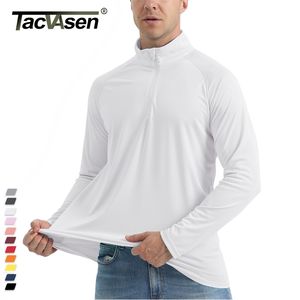 T-shirts pour hommes TACVASEN UPF 50 SunUV Protection TShirt 14 Zip Pull Pêche en plein air Natation Randonnée Performance UV Tee Shirts Tops 220909