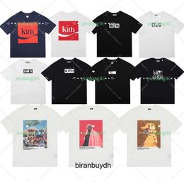T-shirts pour hommes T-shirts Kith Collection Godfather Co Boîte de marque imprimée à manches courtes col rond ample T-shirt de couple pour hommes et femmes