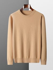 T -shirts van heren Zoetcept 100 merino wollen trui ronde nek verdikte tops herfst winter zacht warm warm stevige kleur gebreide pullover 230223