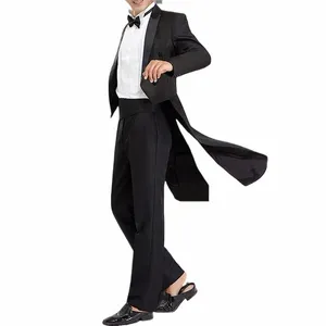 Costumes de smoking pour hommes Ensemble classique formel Tailcoat Tuxedo 2 pièces Ensembles Hommes Fi Party Mariage Bal Stage DJ Vêtements Veste + Pantalon C5yo #