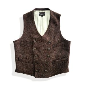 Gilet en laine Tweed pour hommes, double boutonnage, coupe ajustée, rouge, marron, classique, tenue élégante, costume Vintage