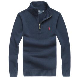 Typische Designer Polo Sweater -shirt voor heren Dikke halve rits Hoge nek Warme pullover Little Casual White Match Sweatshirt