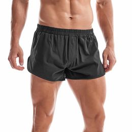 Sous-vêtements pour hommes Boxer Shorts coton fendu côté Ultra décontracté bas de sommeil mâle pyjamas caleçons salon maison vêtements de nuit 240118