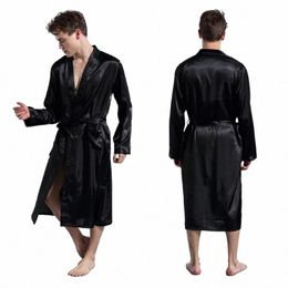 Mannen V-hals Satijnen Gewaad Kimo Lg Badjas Pyjama Nachtjapon Nachtkleding Kerst Gewaad Voor Bruiloft T40 I0SW #