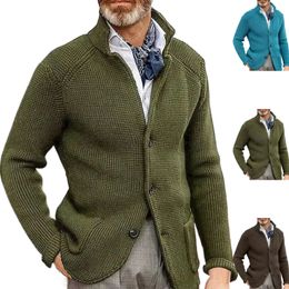 Manteau en laine à encolure verticale pour hommes, ensemble épais à aiguilles épaisses, pull 231227