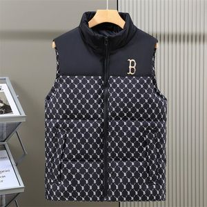 Donsjack voor heren, warm en comfortabel, trenchcoatstijl van het Europese merk, klassiek borduurpatroon, mouwloze hoodie M-5XL