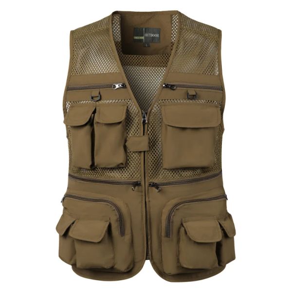 Gilet tactique pour hommes, manteau d'équipement palmé, gilet d'été pour photographe, outil, nombreuses poches, veste de travail en maille sans manches