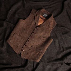 Gilet homme gilet Steampunk veste marron gilets pour hommes formel Steam Punk laine Tweed costume mâle