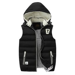 Gilet d'hiver en duvet pour homme, gilet décontracté sans manches, grande taille 5XL, chaud, pardessus, chapeau, nouveau