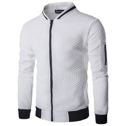 Heren Veste Homme Bomber Fit Argyle Zipper Jas Casual Jacket 2018 Herfst Nieuwe Trend White Mode Heren