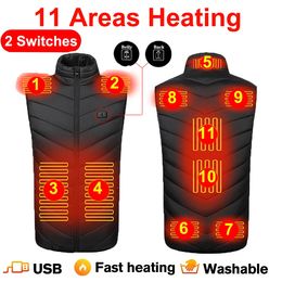 Herenvesten 11 gebieden Verwarmd vest Verwarmde jas Heren Dames Elektrisch verwarmingsvest Thermisch vest Warme winterverwarmde kleding Zelfverwarmend vest 231122