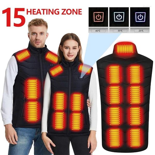 Gilets pour hommes 15/9 zones gilet chauffant hommes femmes veste hiver USB chauffage auto-thermique vers le bas chaud