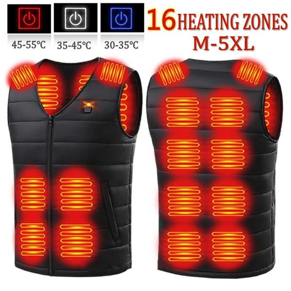 Gilets pour hommes 16 zones veste chauffante pour hommes femmes 16 zones de chauffage gilet chauffant de charge intelligente personnes d'âge moyen et personnes âgées vêtements chauffants 231128