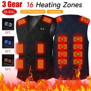 Gilets pour hommes 16 zones de gilet chauffantes vestes électriques 3 vitesses hommes femmes vêtements de sport manteau chaleur USB veste chauffante pour le camping