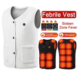 Gilets pour hommes 16 zones de chauffage gilet chauffant pour hommes veste polaire USB puissance température réglable hiver gilet chaud pour la randonnée en plein air camping 231127