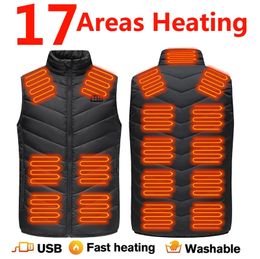 Chalecos para hombres 17/13/9 áreas Chaqueta con calefacción USB Hombres Mujeres Chaleco con calefacción eléctrica Chaleco con calefacción Calentador corporal con calefacción Chaleco con calor interno USB Veste 231115