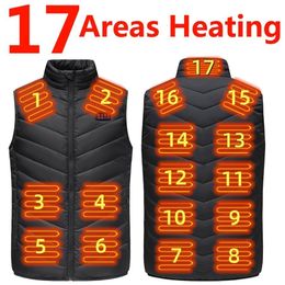 Gilets pour hommes 17 zones gilet chauffant électrique gilet chauffant USB veste chauffante hommes femmes Bodywarmer chauffant USB gilet de chaleur intérieure Veste Chauffante 230904