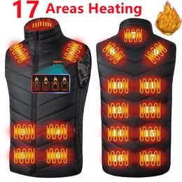 Gilets pour hommes 17139 zones gilet chauffant hommes veste hiver femmes électrique USB chauffage tactique homme thermique corps chaud manteau 231218