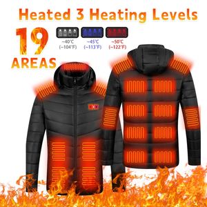 Gilets pour hommes 19 zones veste chauffante unisexe manteau chauffant intelligent zones électriques 3 niveaux pour le camping en plein air 231218
