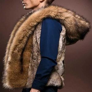 Mannen Vesten 2021 Mode Winter Mannen Bont Vest Dikke Capuchon Vesten Mannelijke Mouwloze Bovenkleding Merk Kleding Coats2102