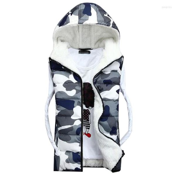 Gilets pour hommes 2022 Automne Hiver Épais Velours À Capuche Camouflage Hommes Casual Couple Gilet Veste En Gros