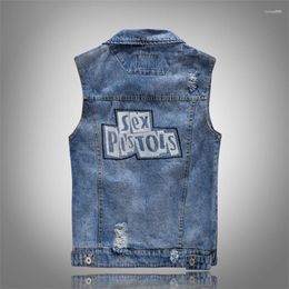 Heren Vesten 2022 Geplooide Ontwerp Man Denim Vest Gat Gewassen Jeans Vest Mannen Plus Size 5XL Mannelijke Mouwloze jassen