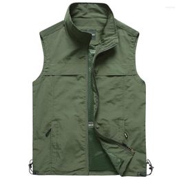 Gilets pour hommes 2022 Gilet d'été avec de nombreuses poches pour hommes mince multi-poches classique gilet d'extérieur mâle pographe veste sans manches