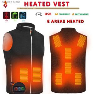 Gilets pour hommes 2022 hiver gilet chauffant chaud hommes zones USB chauffées veste chauffante électrique corps extérieur coussin chauffant poisson randonnée gilet chauffant 3XL T240109