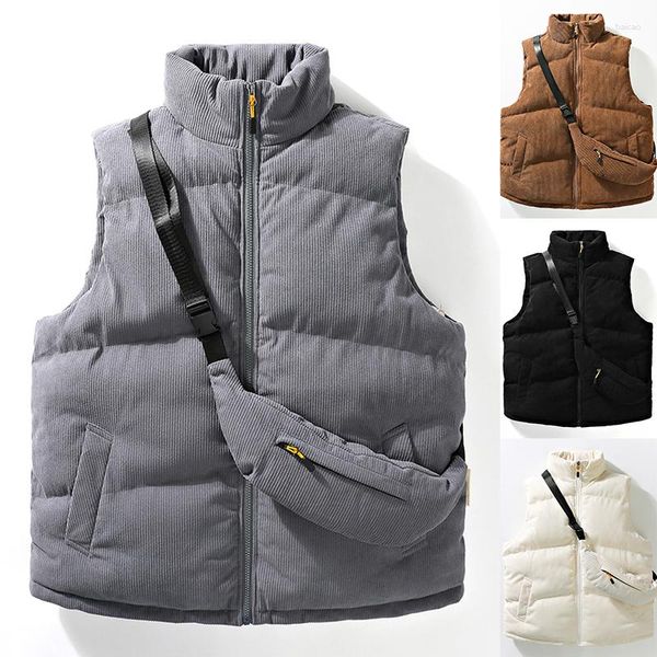 Chalecos para hombre, chaleco de pana de otoño 2023, chaqueta con mochila, conjunto de dos piezas, chaleco grueso y cálido para hombre, chaleco sin mangas a la moda